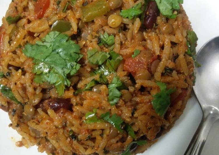 Easiest Way to Make Any-night-of-the-week Brown lentil and kidney beans pulao(Jain)