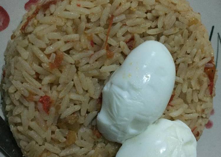 Jollof rice and boiled egg