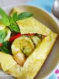 Green Curry Seafood Fried Rice Wrapped in Egg