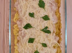 Una foto de Repollo (col blanca o berza) al gratén con Bechamel integral