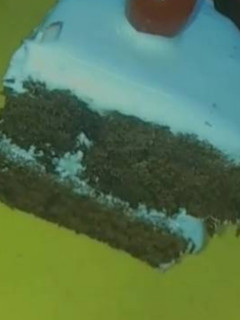 A picture of Black forest Cake baked.