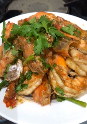 รูปของ กุ้งผัดกระเทียมพริกไทย