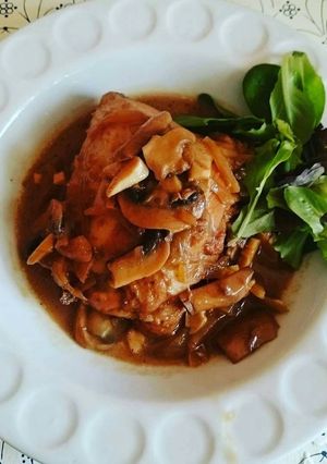 A picture of Adobong Chicken with Mushroom.