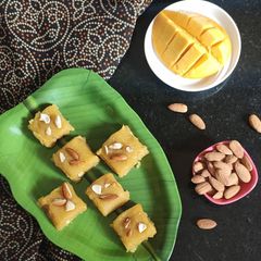 A picture of Mango coconut burfi.