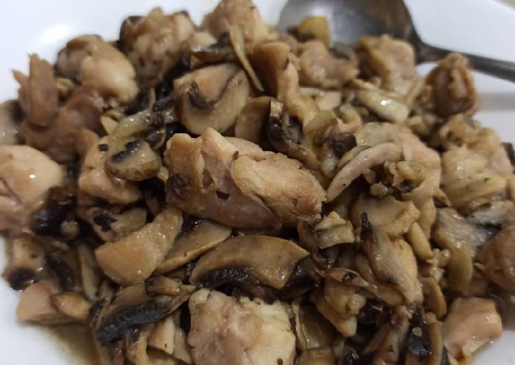 Ayam jamur champignons menu cepat sederhana dan enak