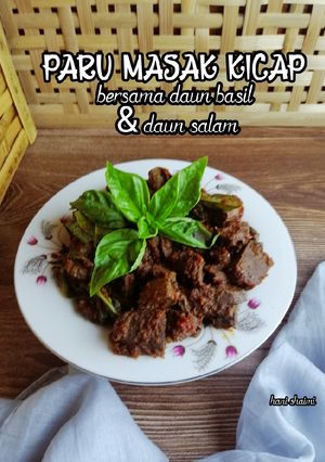 Gambar Paru masak kicap bersama daun basil & daun salam