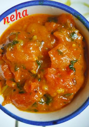 A picture of Tomato Instant Chutney (no onion no garlic).