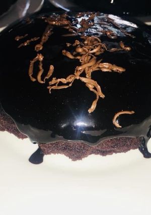 A picture of Chocolate moist cake with chocolate ganache.