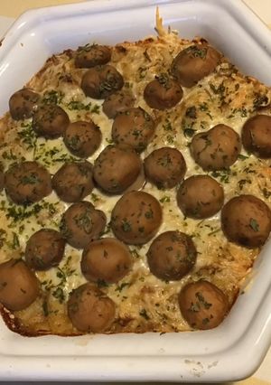 Une photo de Gratin de céréales aux champignons et emmental