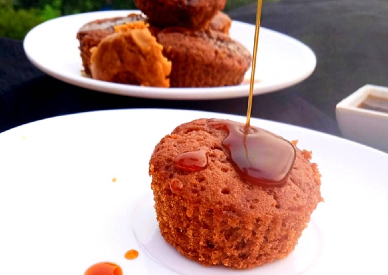 Gur Muffins with Creamy Jaggery Sauce