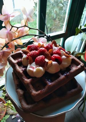 Una foto de 🍫Waffles de chocolate gluten free ❣️