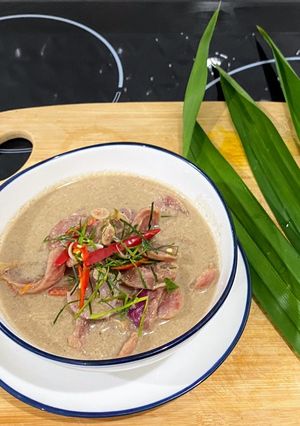 A picture of Chinese Sausage In Coconut milk.