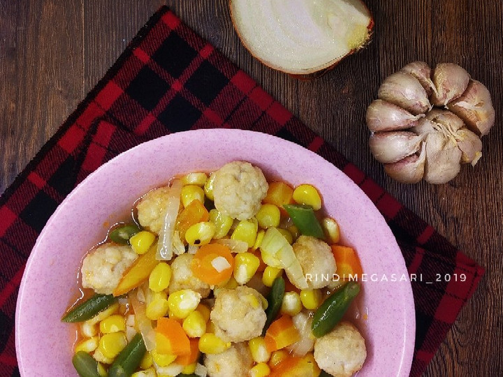 Standar Resep buat 155. Baso Ayam Masak Jagung  sempurna