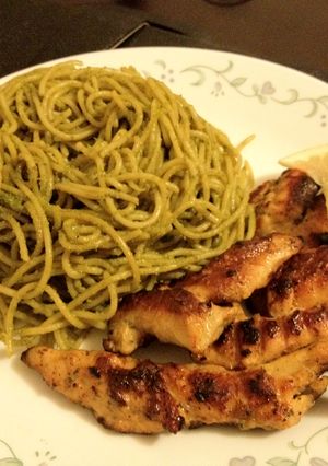 A picture of Spaghettini with Asian Inspired Pesto.