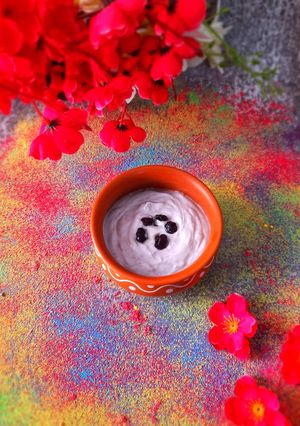 A picture of Blueberry Thandai Shrikhand.