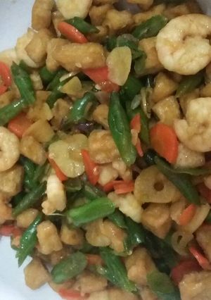 Foto resep Tumis udang tahu dan sayur