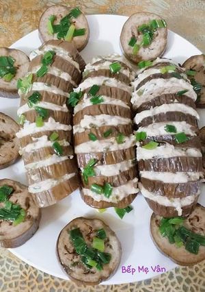 Hình của món Cà tím kẹp thịt gà hấp.