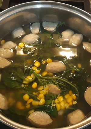 Foto resep Sayur bayam jagung bakso
