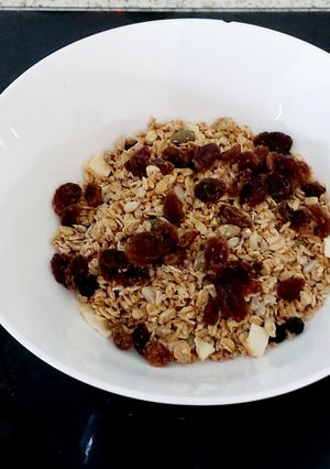 A picture of My Healthy Granola Breakfast ❤#Kitchenwordsearch#Breakfast.