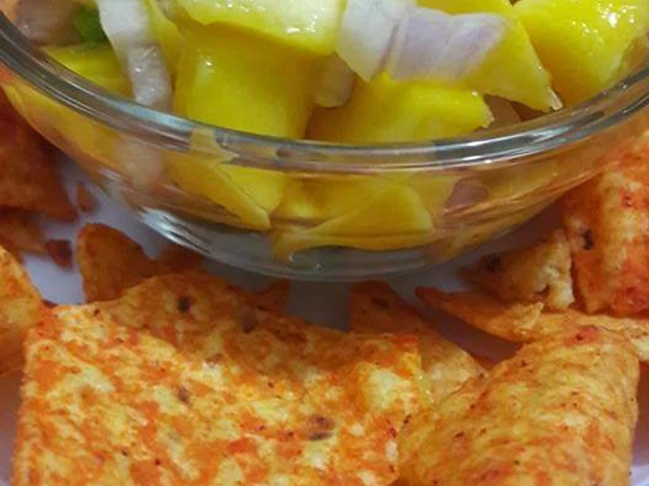 Easy Way Make Recipe 🍁🍀🍁MANGO SALSA🍁🍀🍁  WITH   DORITOS  (tortilla chips) #ramadankitiyari that is Delicious, Perfect}