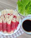 Thịt bò cuộn nấm kim châm