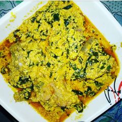 A picture of Egusi with goat meat.