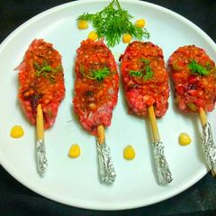 A picture of Beetroot sabudana sheekh kebab.