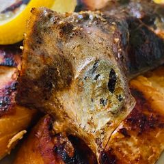 A picture of “Baked” mirin salmon in frying Pan.
