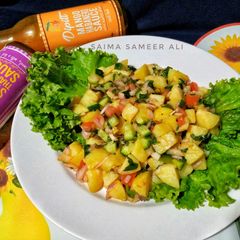 A picture of Sweet n sour potato chaat.