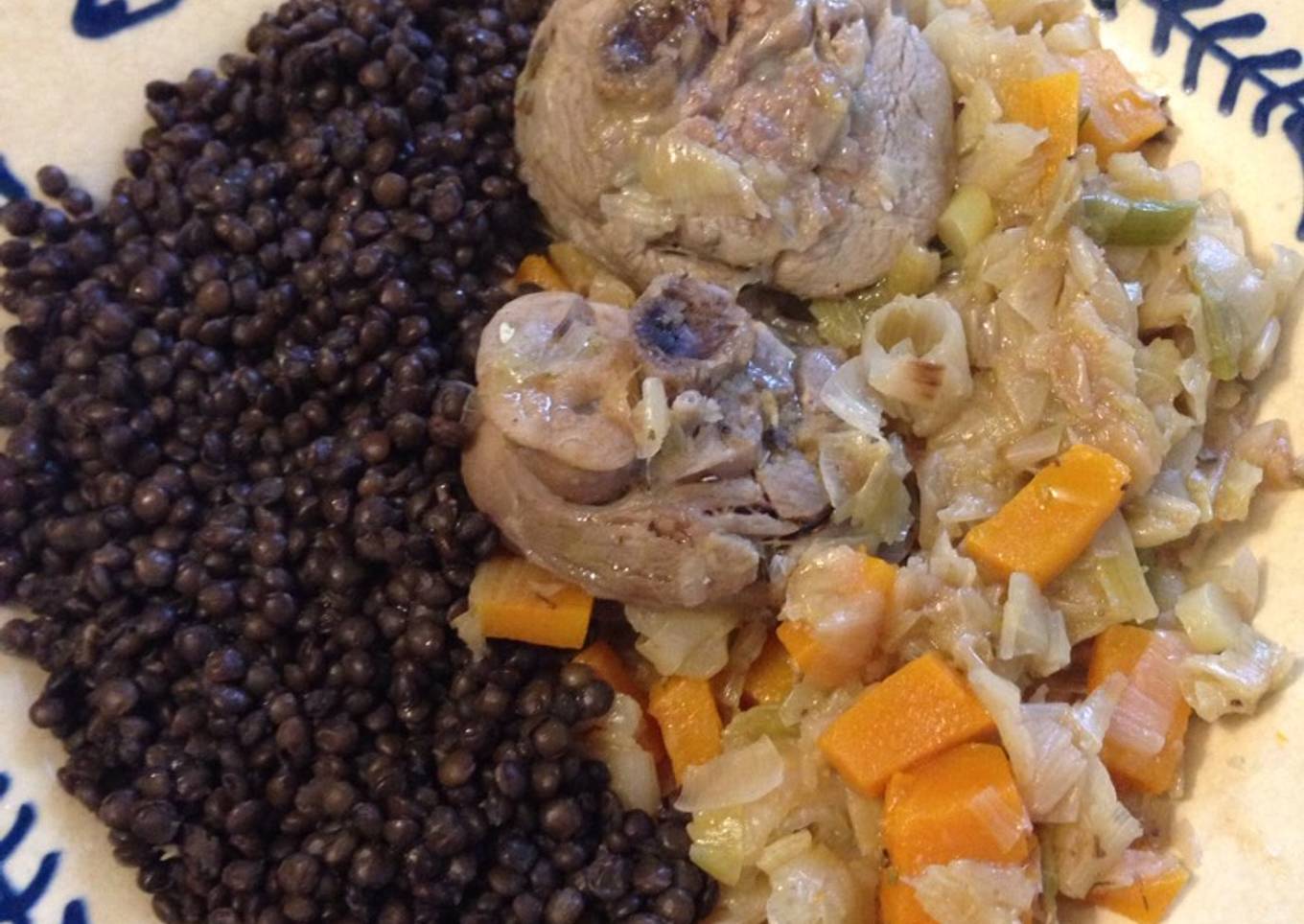 Osobuco de pavo con puerro y calabaza