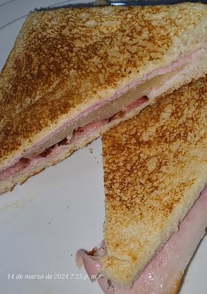 A picture of Bikini Sandwich with Manchego Cheese, Breakfast.