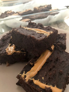 A picture of Banana Peanut Butter Brownies!!.