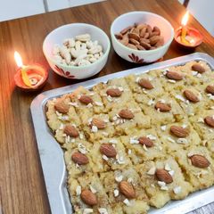 A picture of Moong Dry Fruits Burfi.