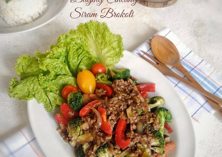 Daging cincang siram brokoli
