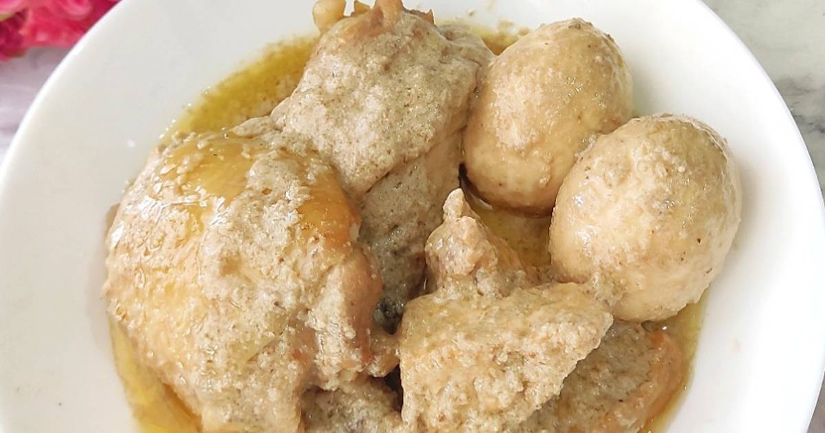 Resep Opor Putih Ayam, Tahu, Telur (pelengkap Gudeg) Rasanya Maknyus
