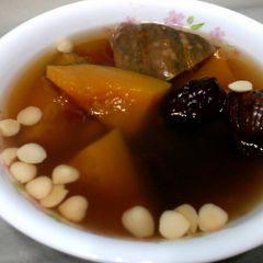 A picture of Pumpkin with Almond and Date Soup.