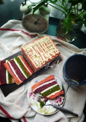 Foto resep Rainbow Cake Kukus 🌈🍰🌈