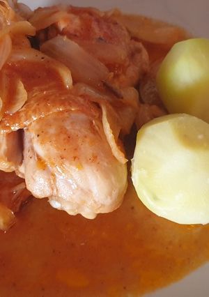 Una foto de Pollo con cebolla