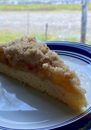Una foto de Kuchen miga manzana