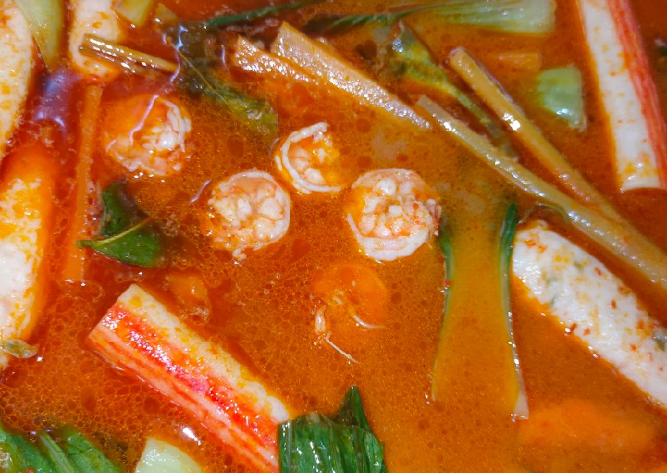Tom yam udang steamboat | Kuah super cantik