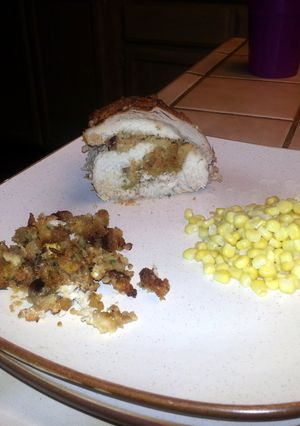 A picture of stuffed pork loin.