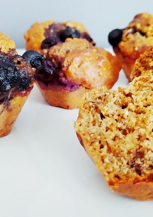 Une photo de Muffins au son d'avoine et myrtilles - ig bas