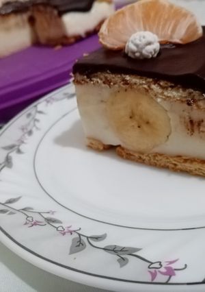 O poză a rețetei Prăjitura cu banane fără coacere.