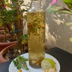 A picture of Herbs detox water (with Tulsi, Ajwain, Fennel).