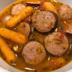 A picture of Savory Smoked Sausage Soup with Veggies 🥣.