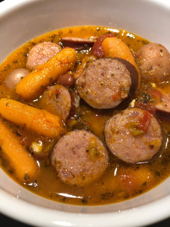 A picture of Savory Smoked Sausage Soup with Veggies 🥣.