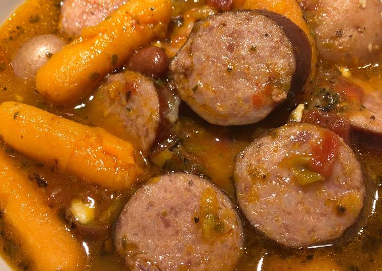 Easiest Way to Cook Appetizing Savory Smoked Sausage Soup with Veggies 🥣