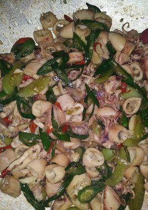 Foto resep Cumi asin cabai hijau