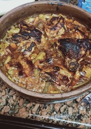 صورة لوصفة طاجن خضار في الفرن بالفراخ