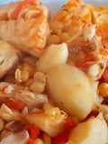 Bacalao a mi manera, con papas y garbanzos. 🍽🍷